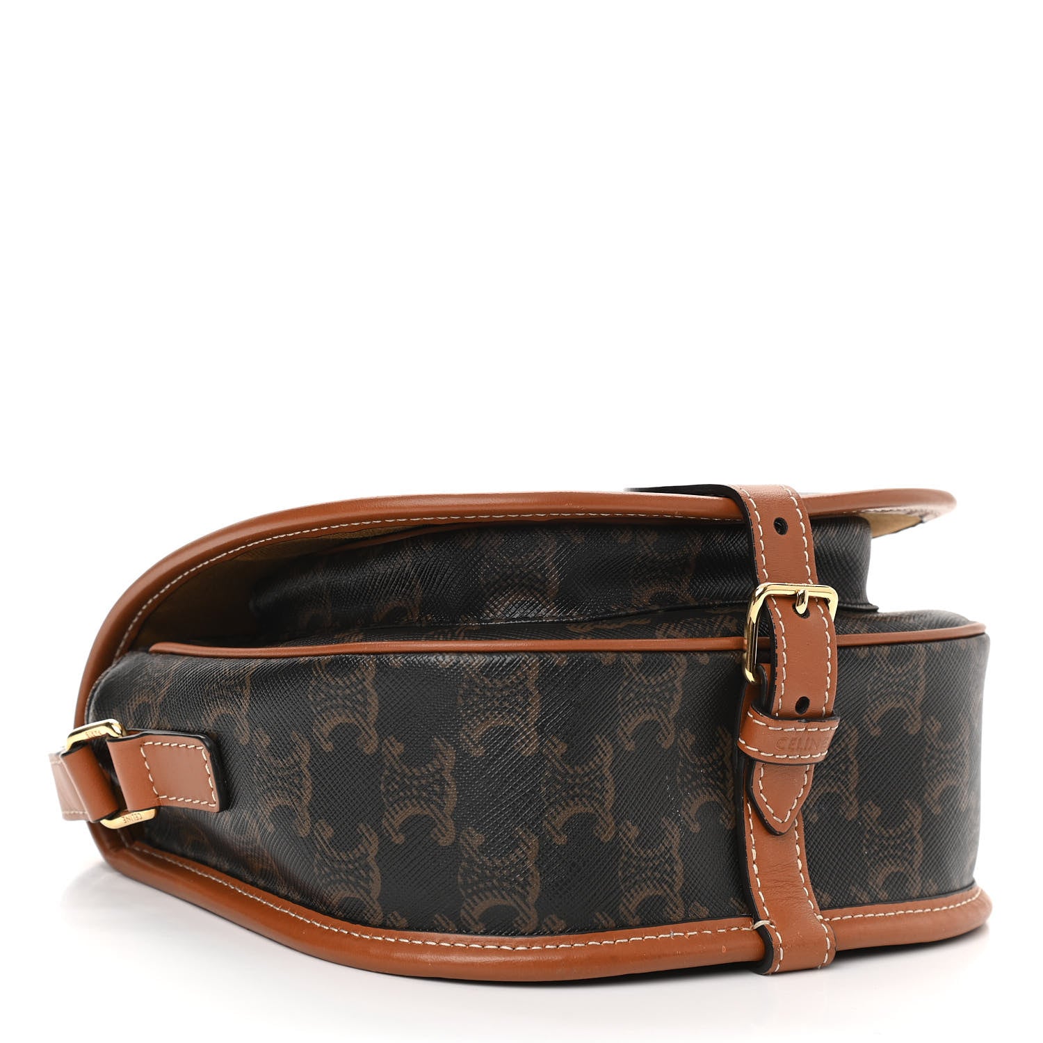 Celine Triomphe Canvas Medium Folco Bag Tan 4 of 12