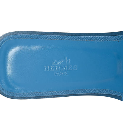 Hermes Epsom Oran Sandals 37.5 Bleu Izmir 7 of 8