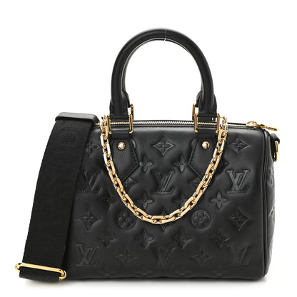 Louis Vuitton Lambskin Embossed Monogram Speedy 22 Bandouliere Black 1 of 7