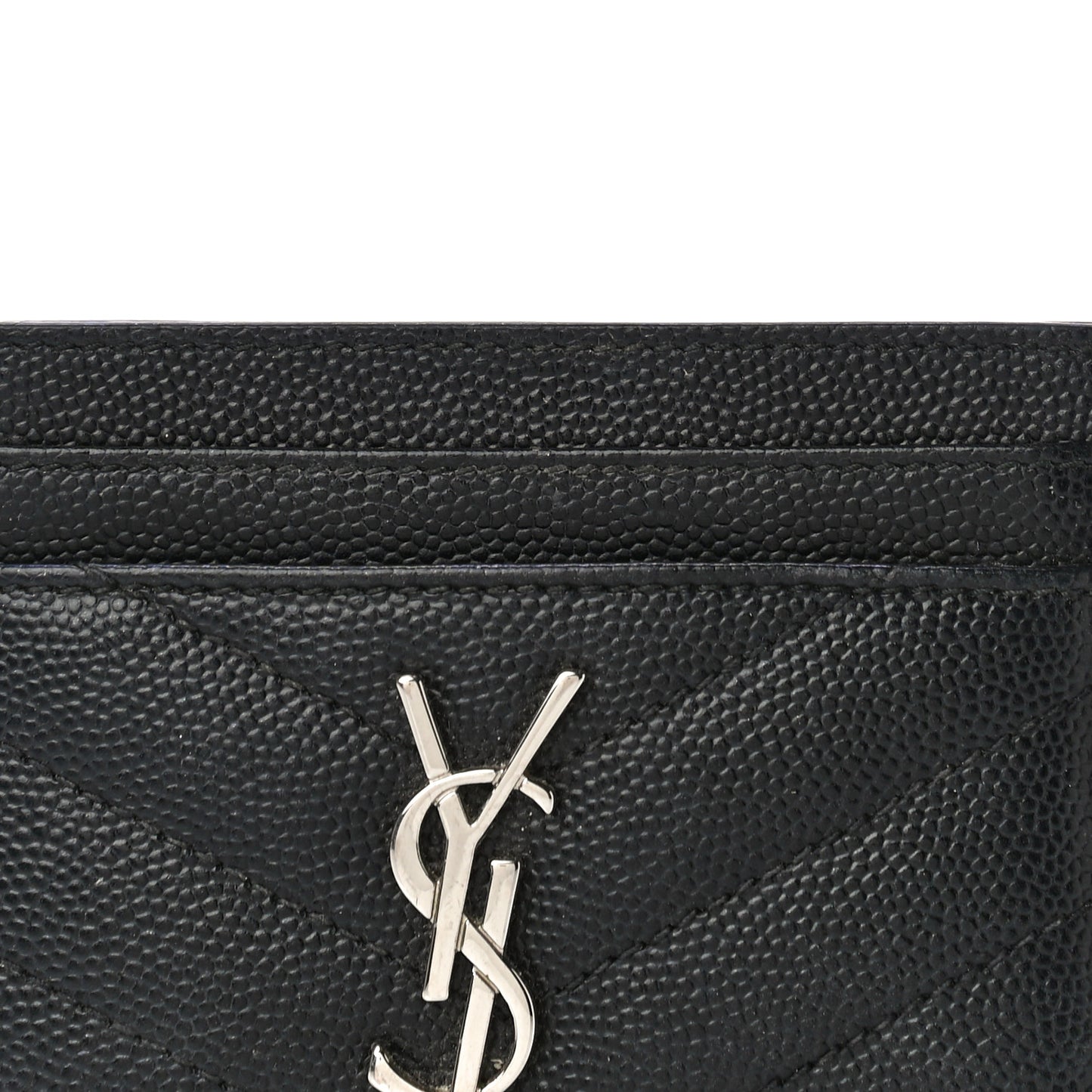Grain De Poudre Matelasse Chevron Monogram Credit Card Case Black