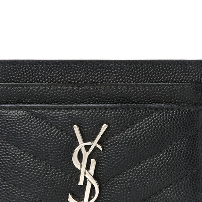 Saint Laurent Grain De Poudre Matelasse Chevron Monogram Credit Card Case Black 8 of 13