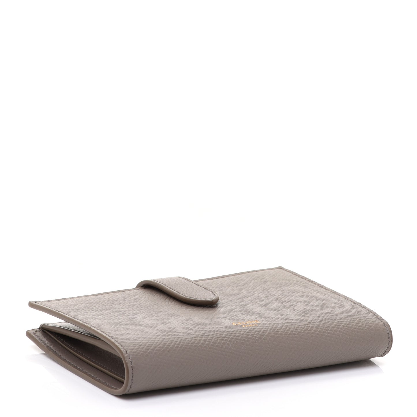 Grained Calfskin Medium Multifunction Strap Wallet Pebble