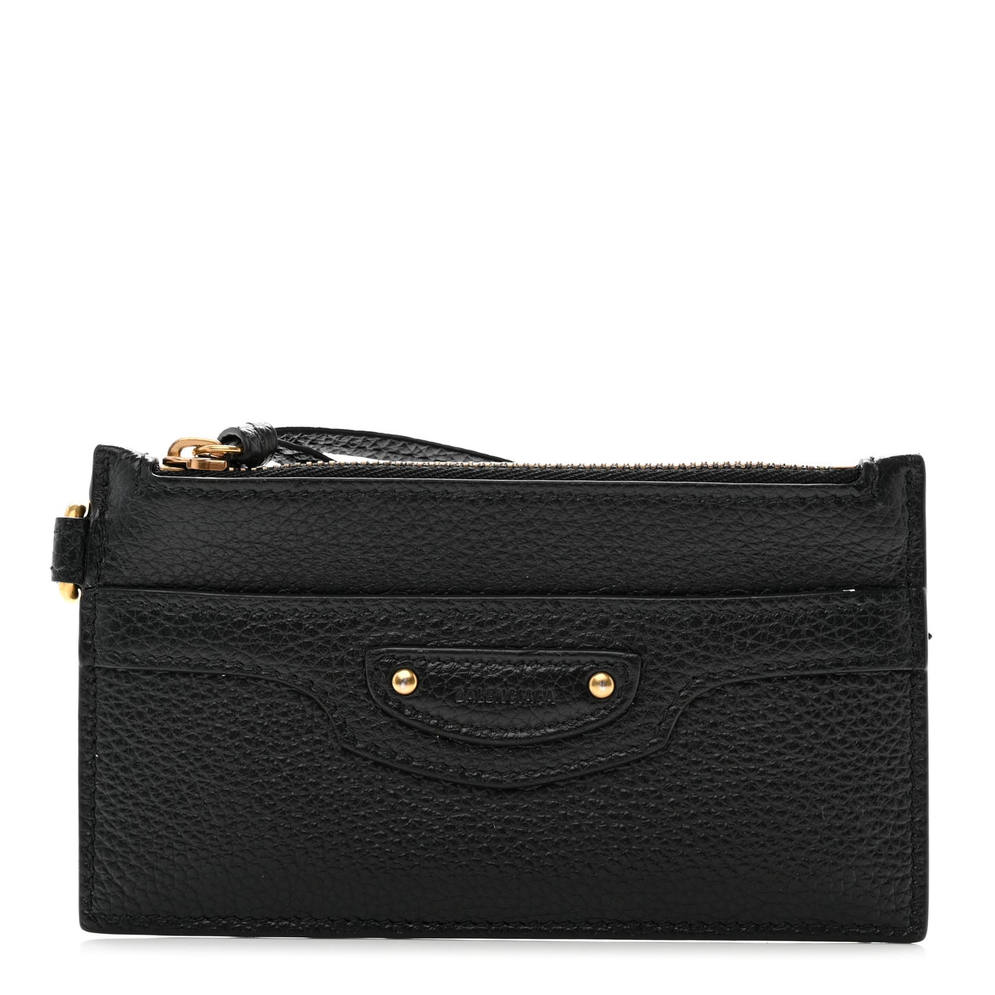 Calfskin Neo Classic Long Coin Case Card Holder on Strap Black