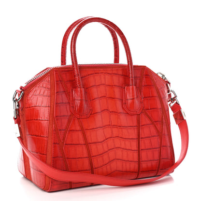 Givenchy Calfskin Crocodile Embossed Small Antigona Red 3 of 11