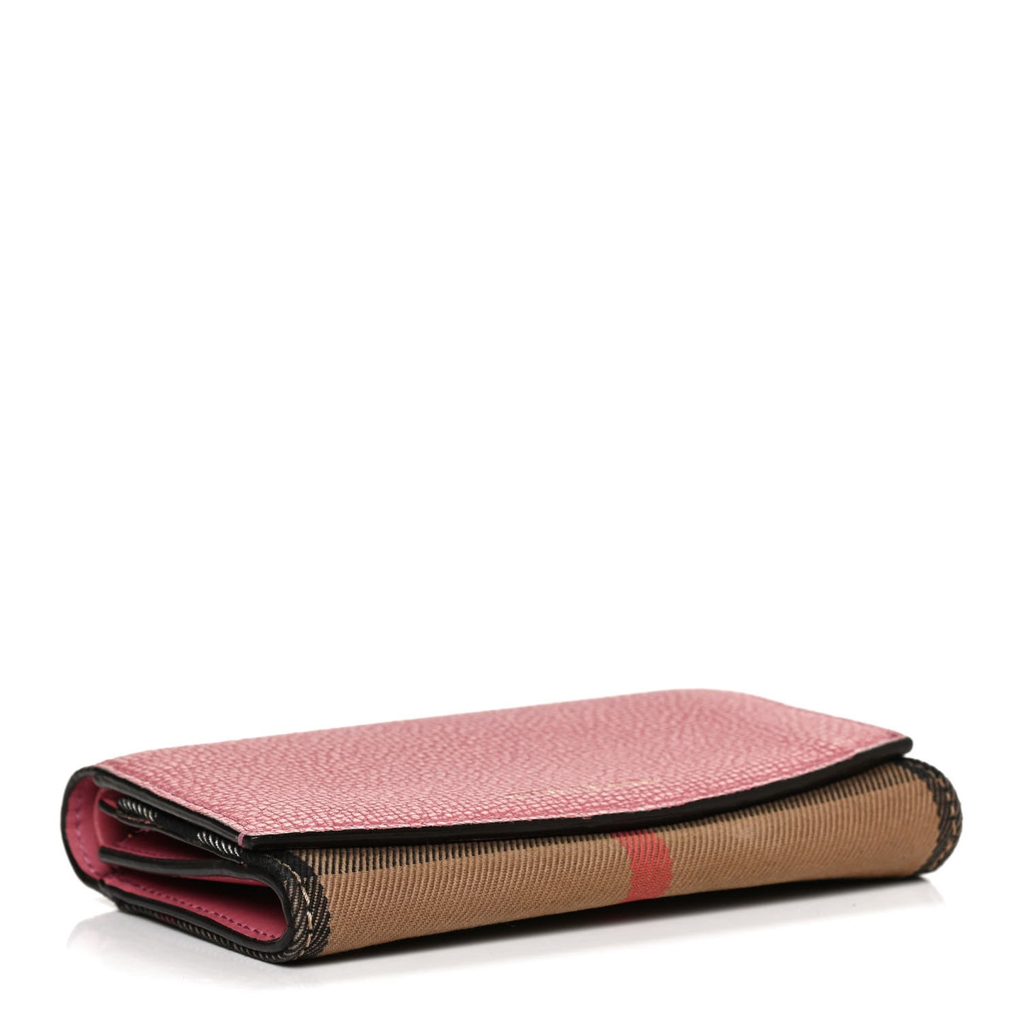 Grainy Calfskin House Check Wellington Wallet Pink
