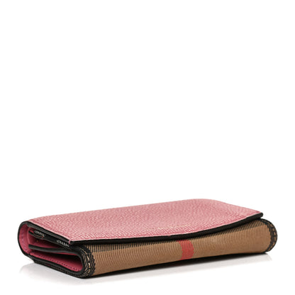 Burberry Grainy Calfskin House Check Wellington Wallet Pink 4 of 10