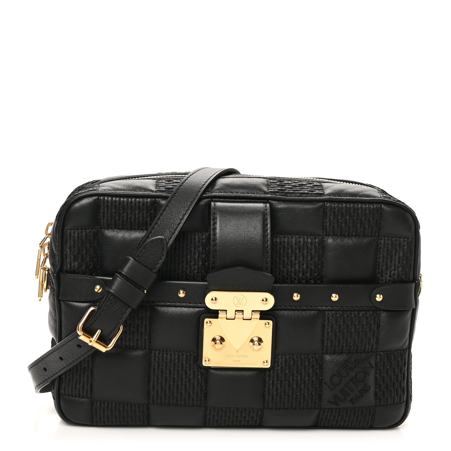 Louis Vuitton Lambskin Damier Quilt Troca MM Black 1 of 10