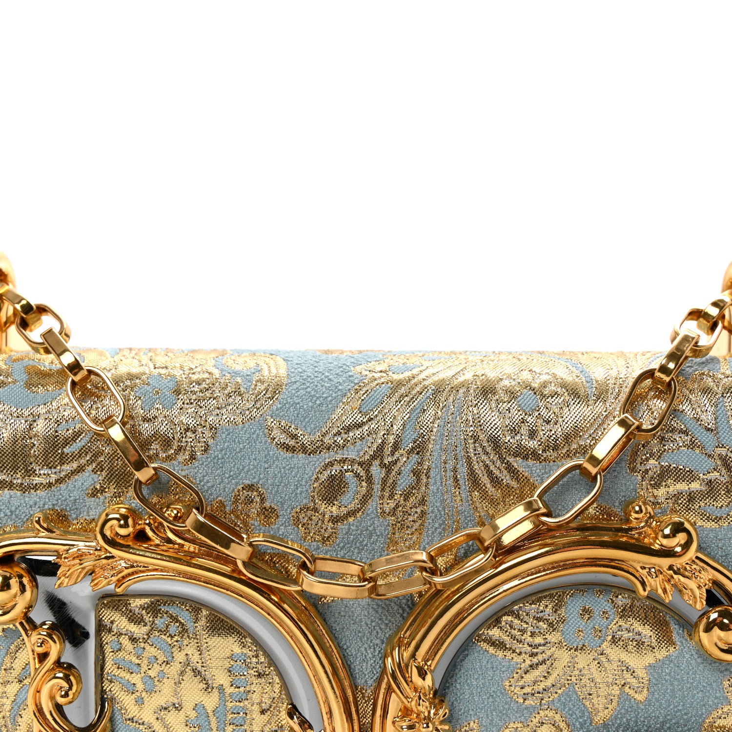 Dolce & Gabbana Brocade DG Girls Shoulder Bag Light Blue 7 of 9