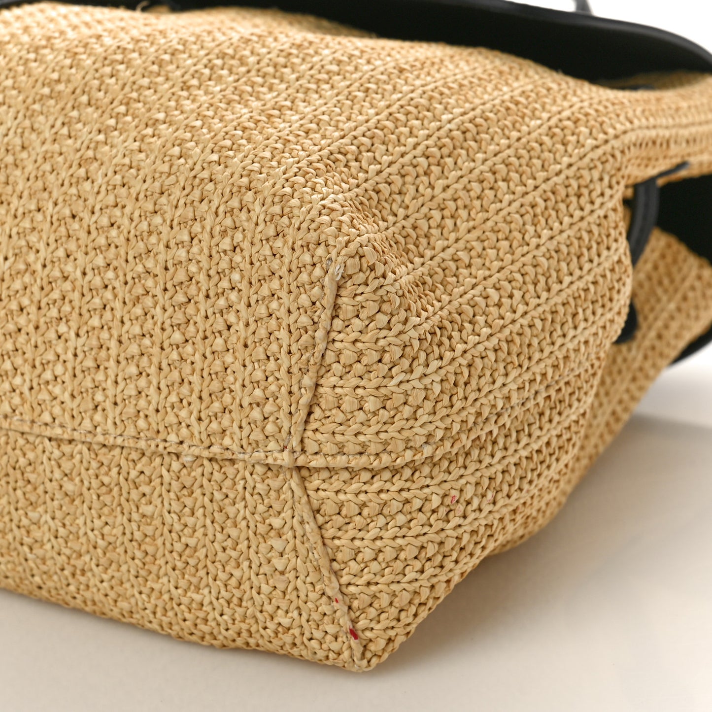 Raffia Calfskin Lady Bag Natural Black