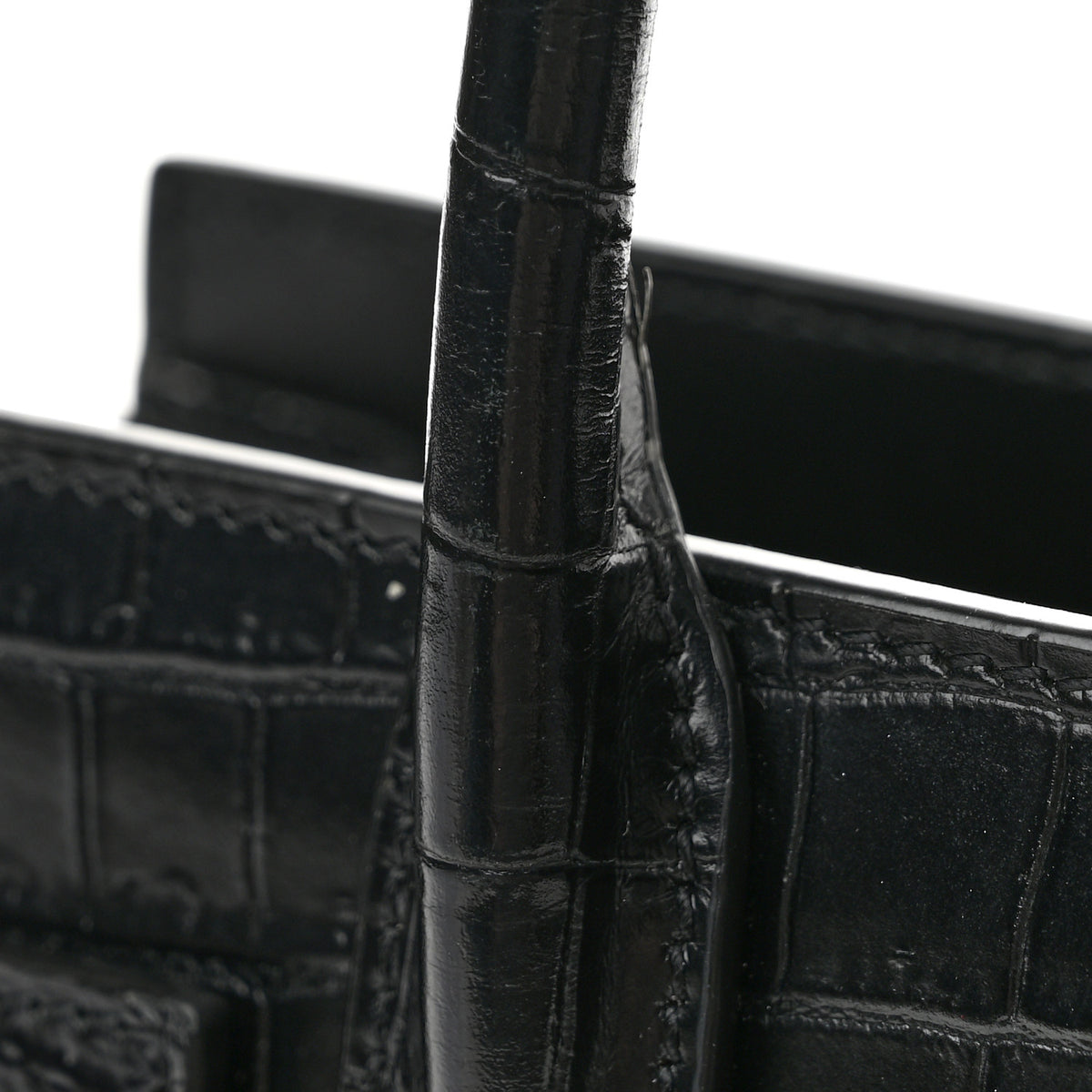 Saint Laurent Calfskin Crocodile Embossed Nano Sac De Jour Black 13 of 14