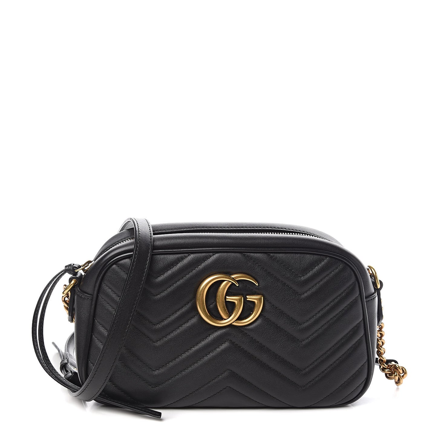 Calfskin Matelasse Small GG Marmont Chain Shoulder Bag Black