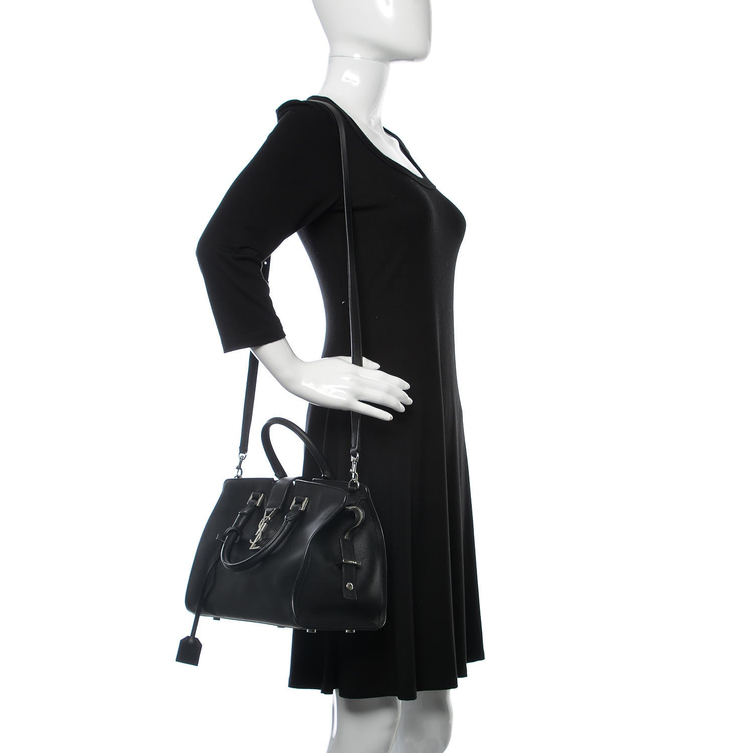 Saint Laurent Smooth Calfskin Small Monogram Cabas Black 2 of 10