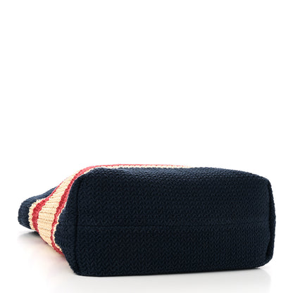 Miu Miu Raffia Effect Crochet Large Woven Tote Natural Blue 4 of 9