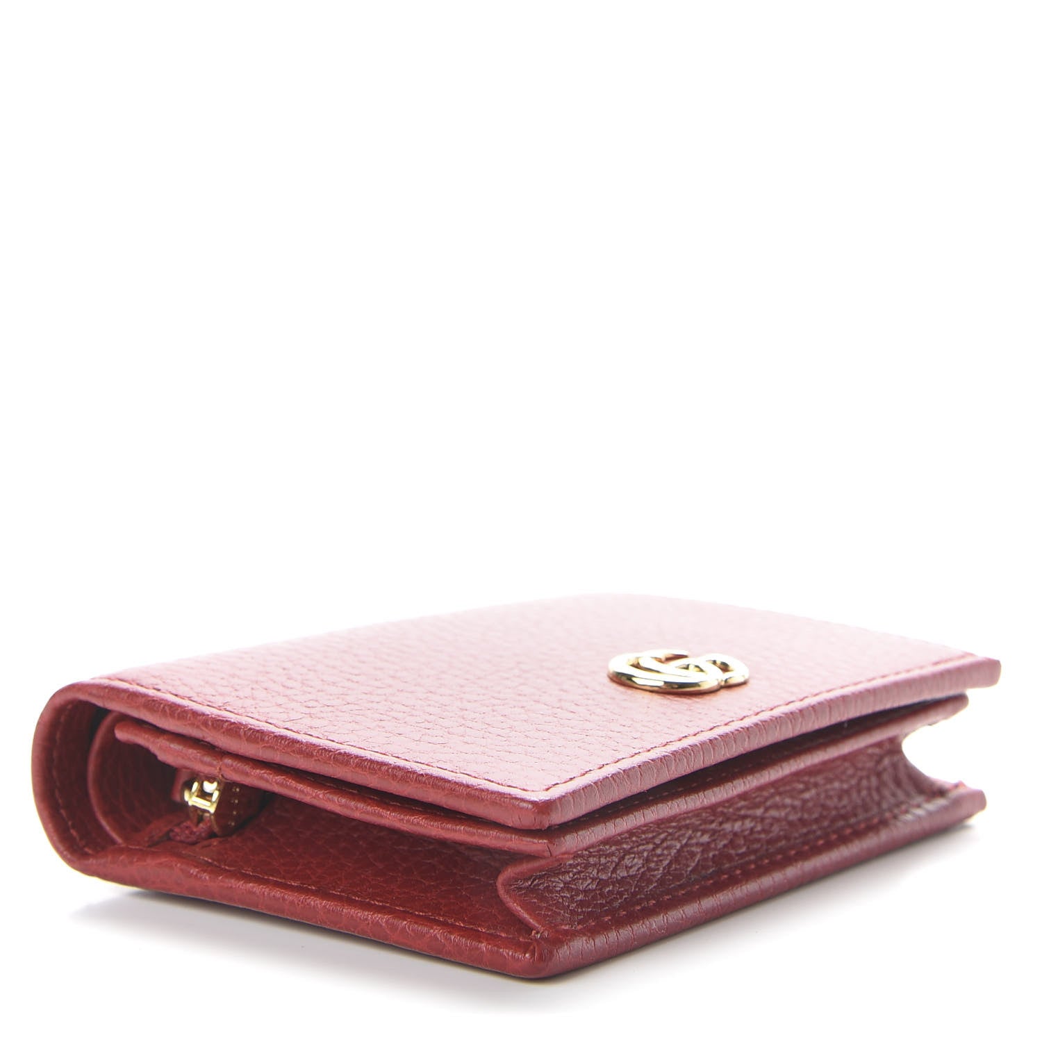 Gucci Pebbled Calfskin GG Marmont Card Case Hibiscus Red 4 of 7
