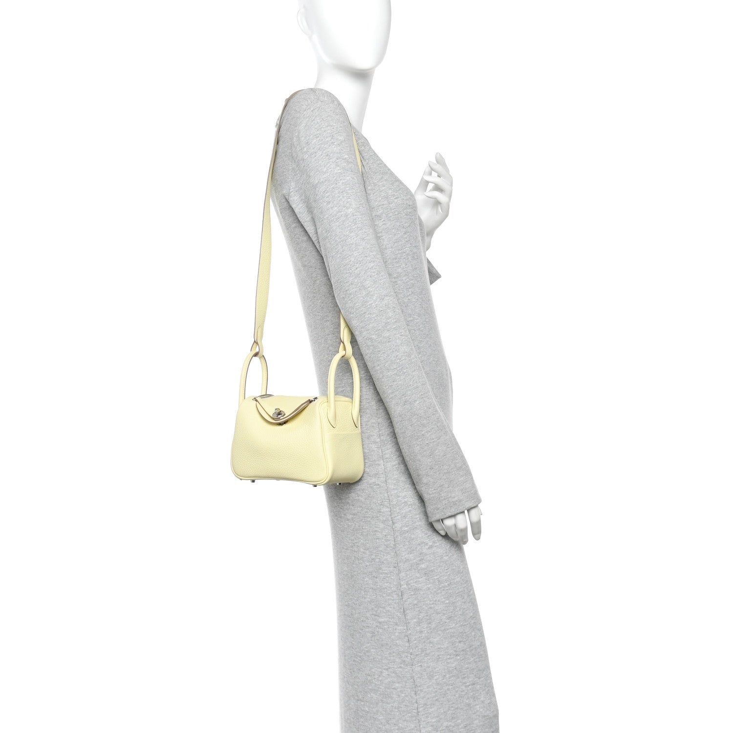 Hermes Taurillon Clemence Mini Lindy 20 Jaune Milton 2 of 12