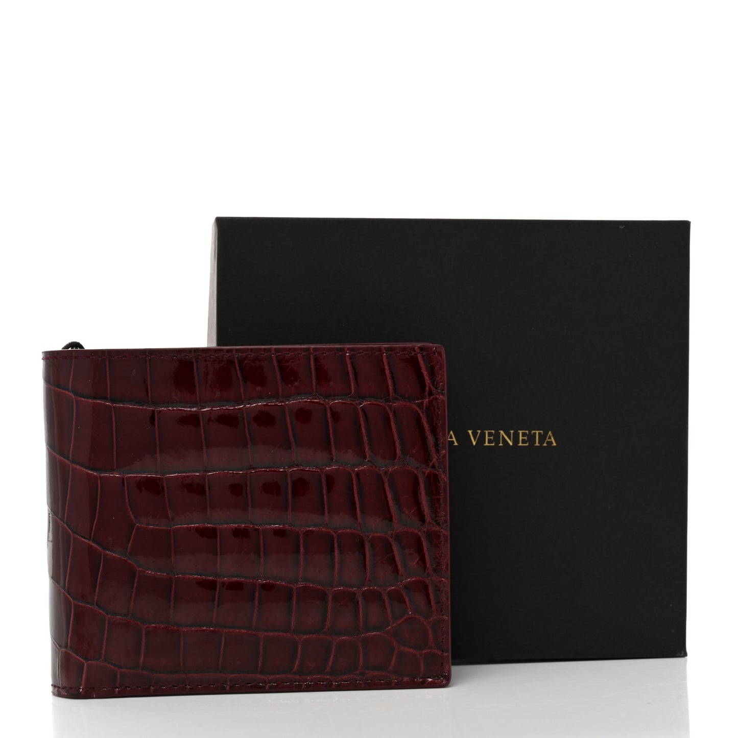 Crocodile Bi-Fold Wallet Burgundy