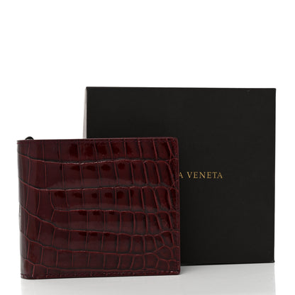 Bottega Veneta Crocodile Bi-Fold Wallet Burgundy 8 of 8