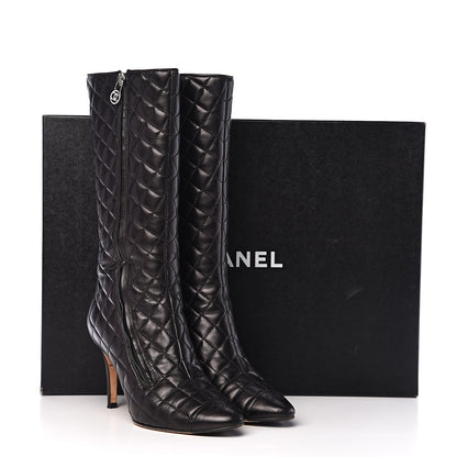 Chanel Lambskin Quilted CC Cap Toe Boots 39 Black 12 of 12