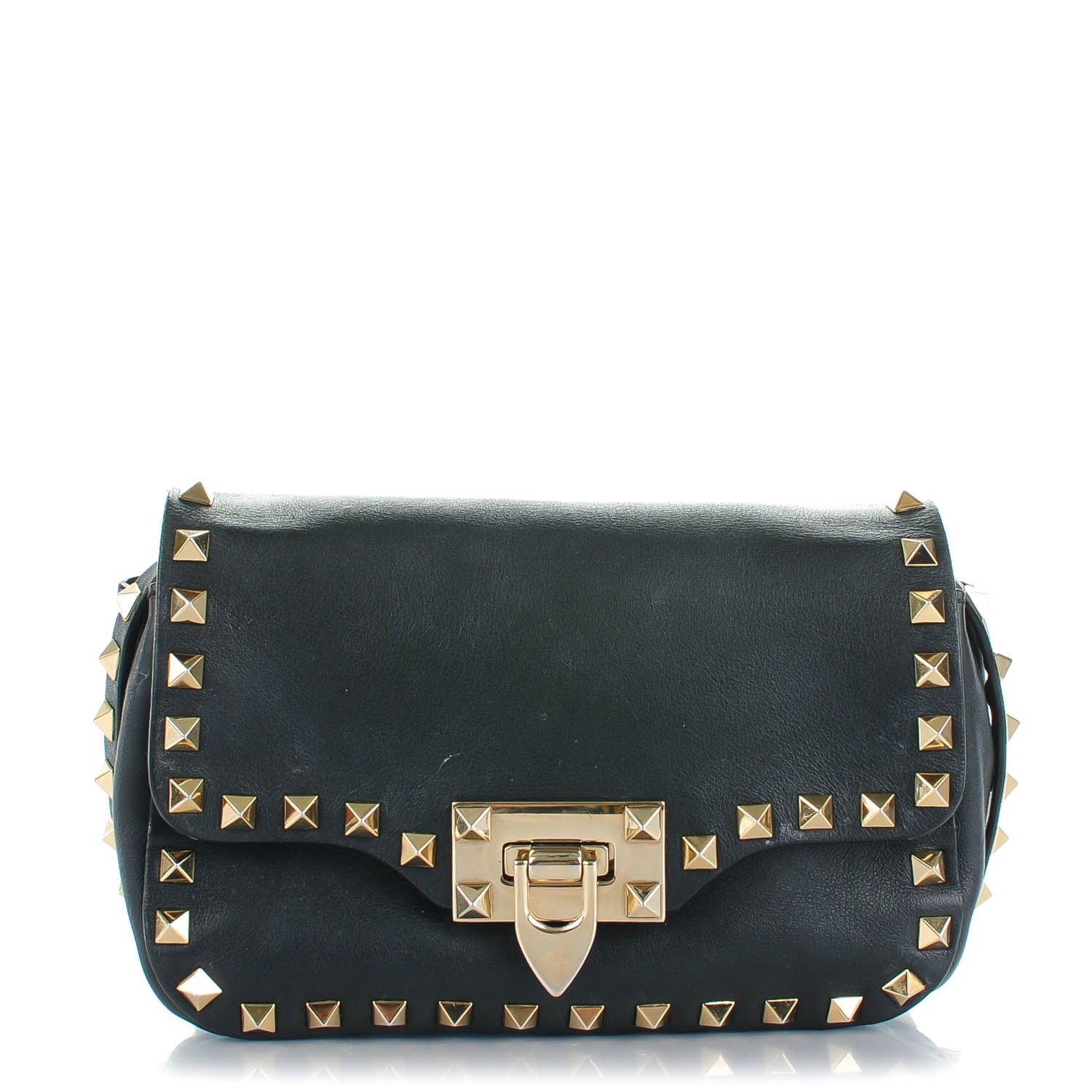 Valentino Garavani Vitello Mini Rockstud Flap Saddle Crossbody Bag Black 1 of 7