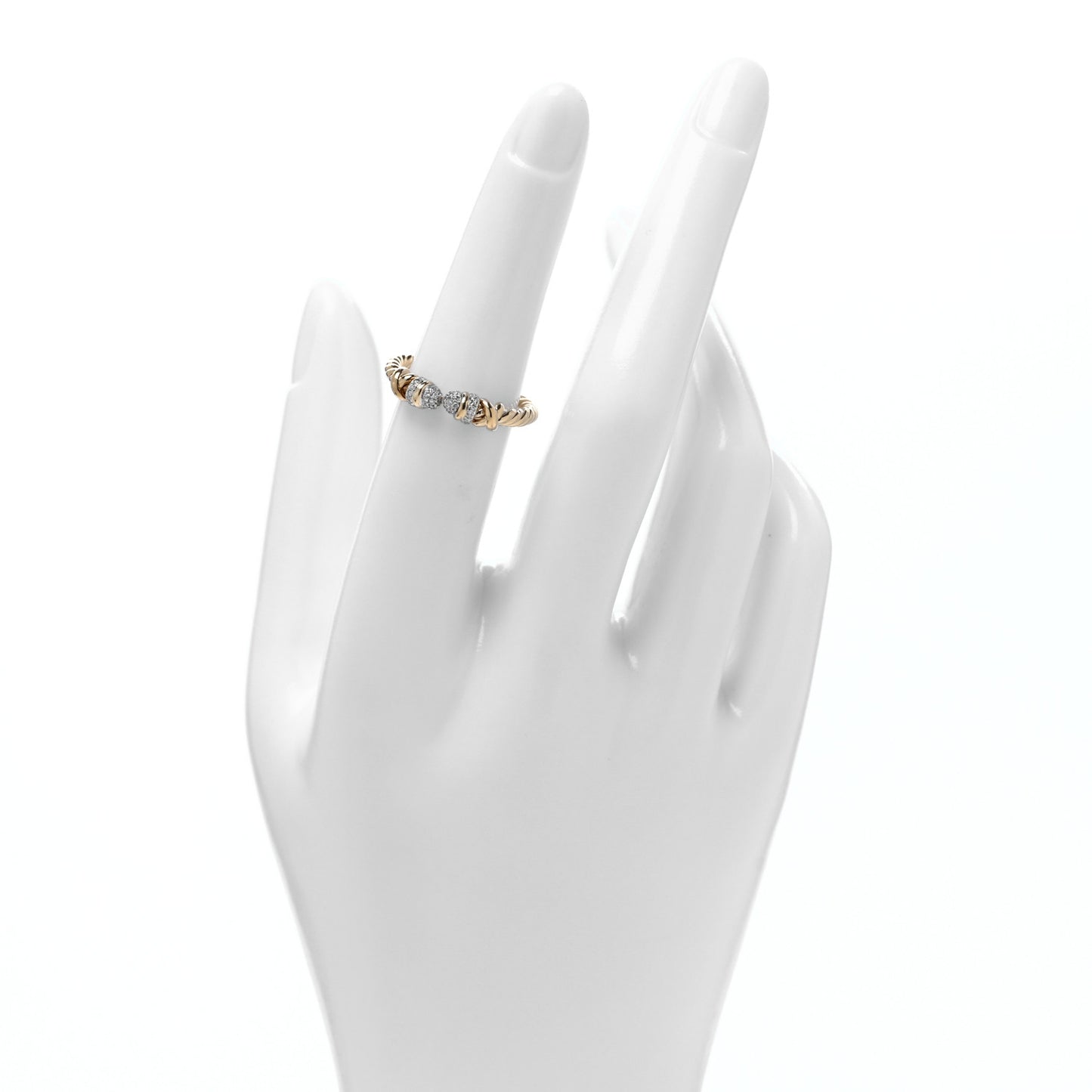 Sterling Silver 18K Yellow Gold Diamond Petite Helena Open Ring