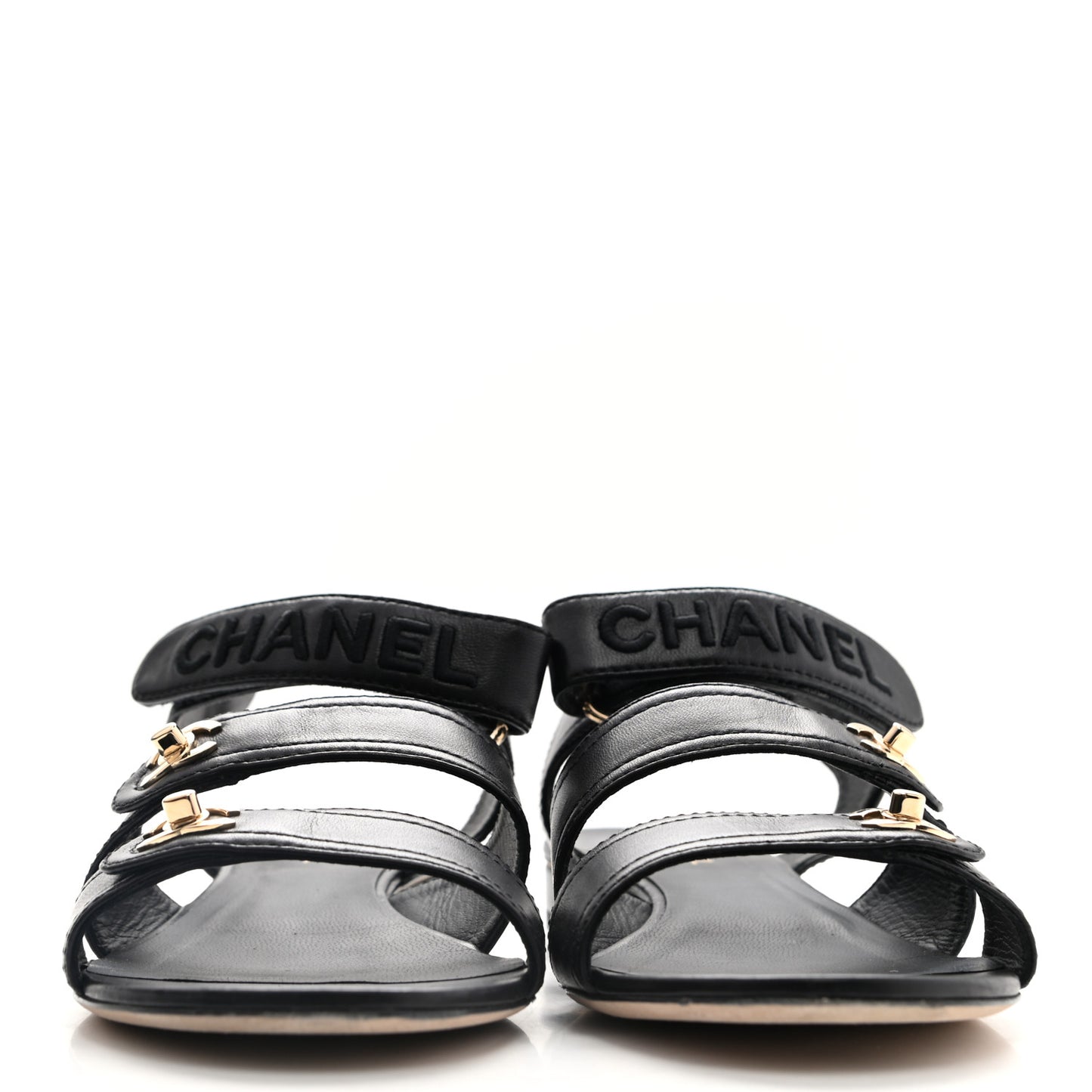 Lambskin Logo CC Turnlock Sandals 40 Black
