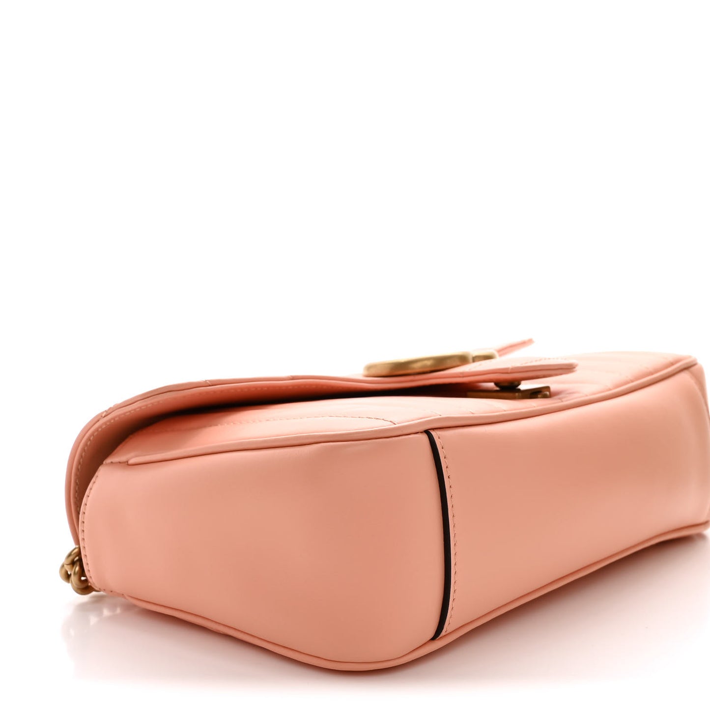 Calfskin Vertical Ring Matelasse Small GG Marmont Shoulder Bag Peachy Chic