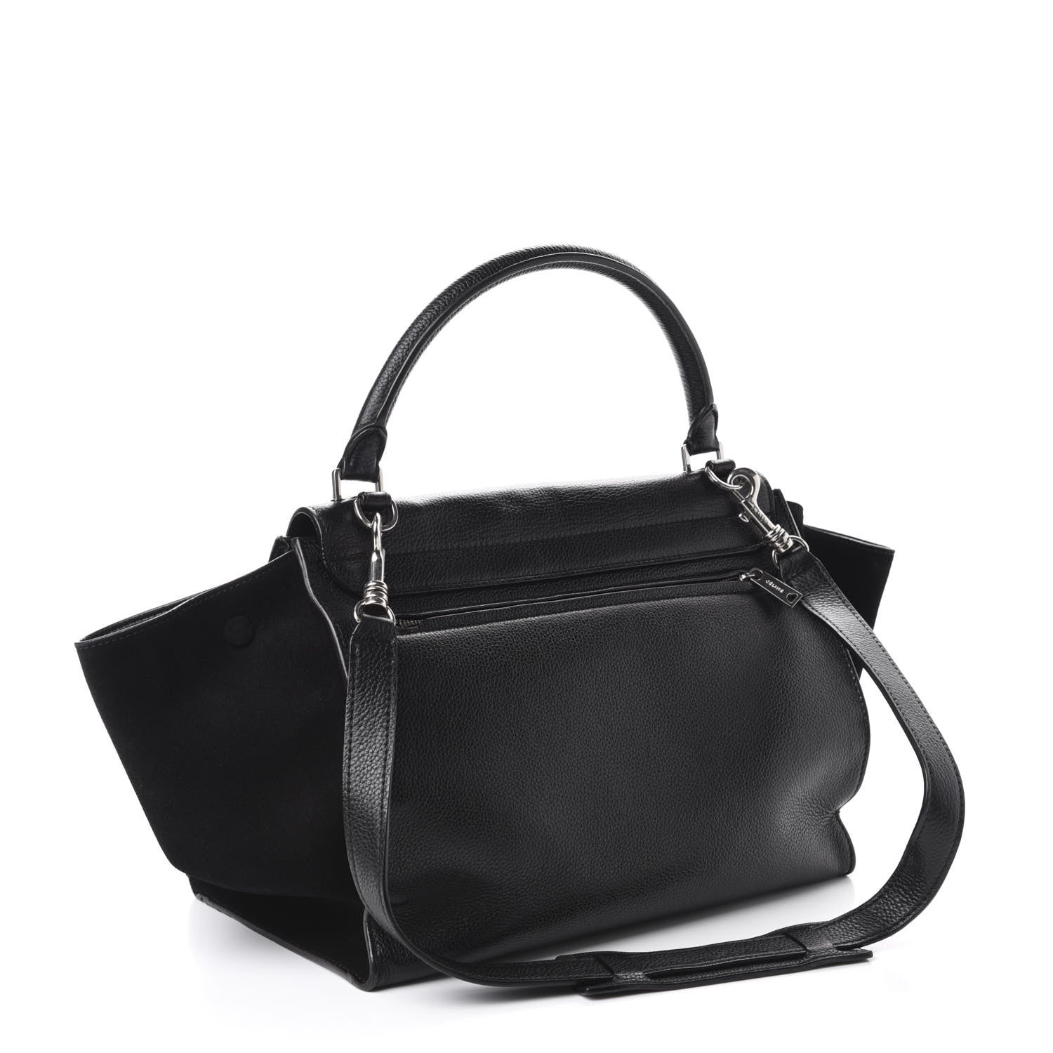 Celine Drummed Calfskin Suede Medium Trapeze Black 4 of 10