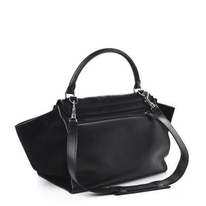 Celine Drummed Calfskin Suede Medium Trapeze Black 4 of 10