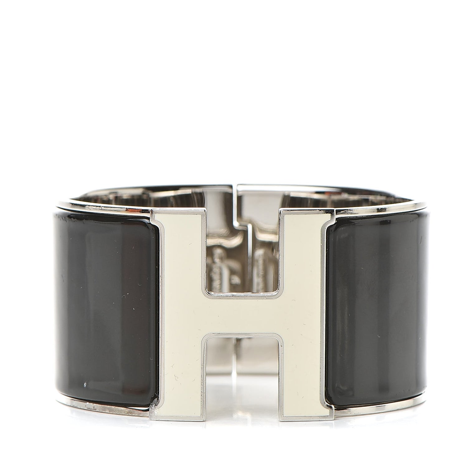 Enamel Extra Wide Clic Clac H Bracelet GM Black