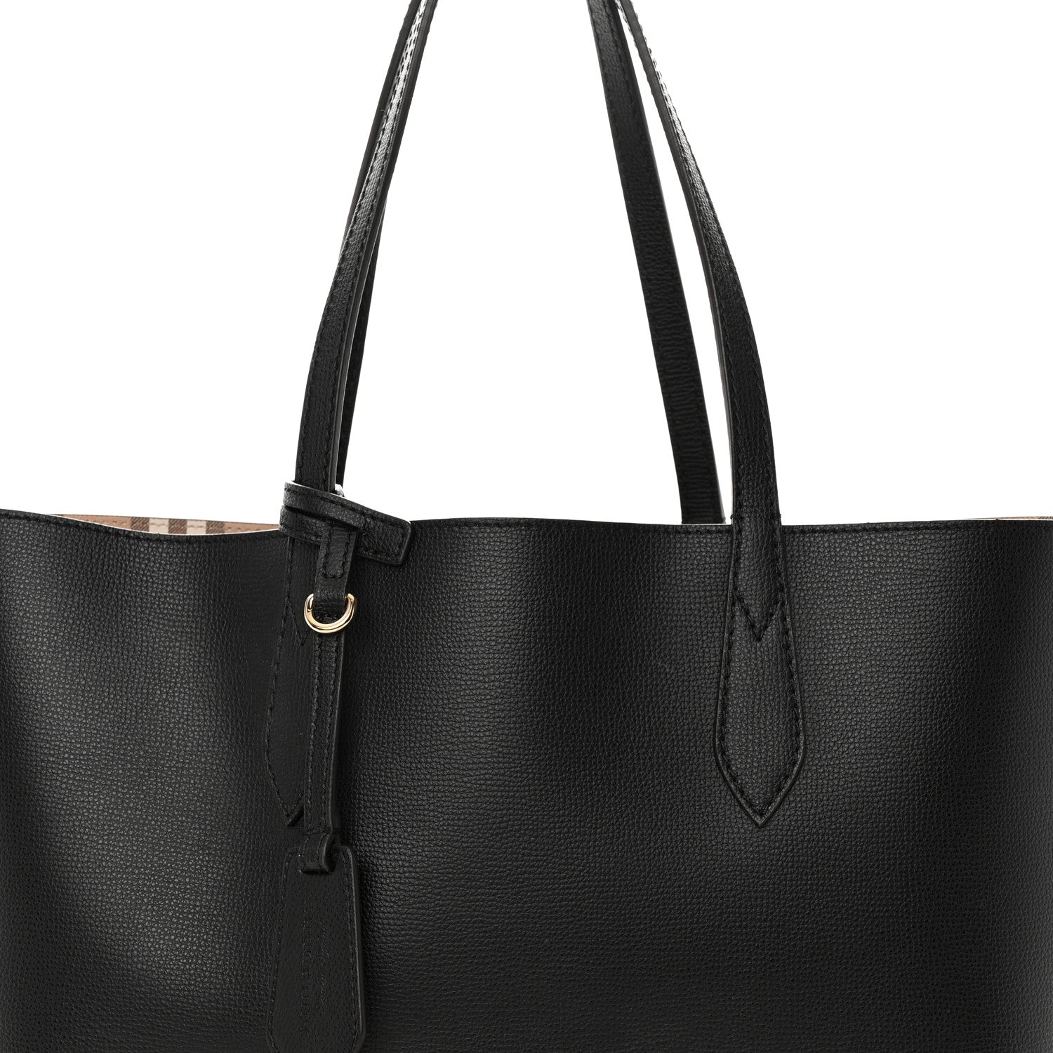 Burberry Grainy Calfskin Haymarket Check Medium Reversible Tote Black 11 of 22