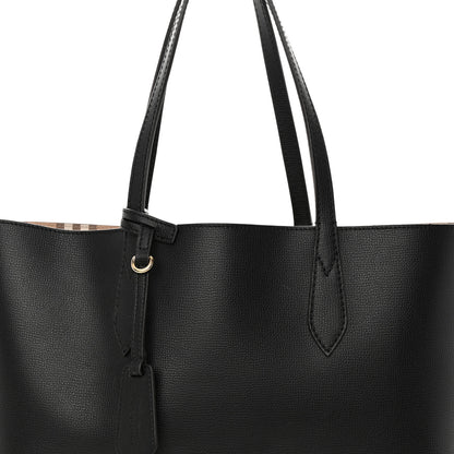 Burberry Grainy Calfskin Haymarket Check Medium Reversible Tote Black 11 of 22