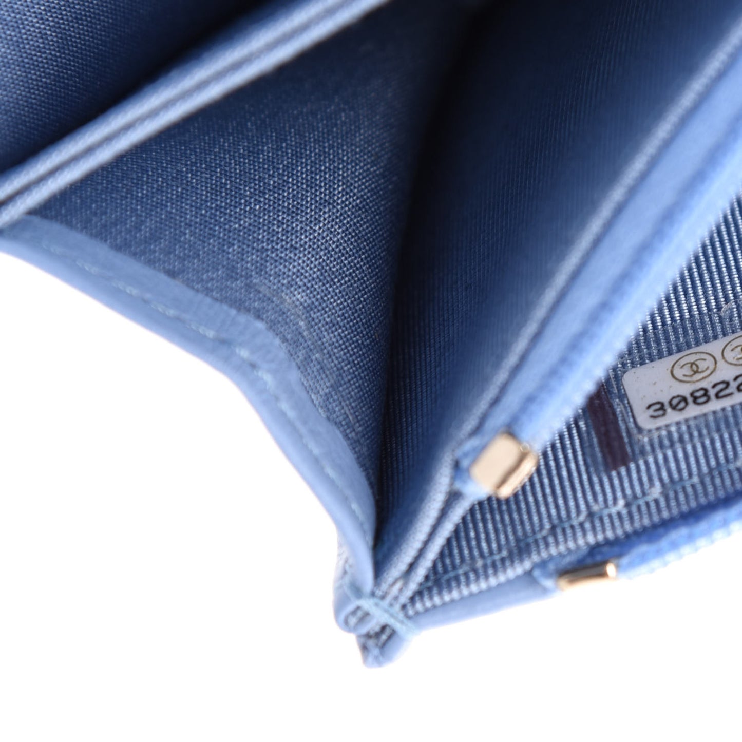 Lambskin Quilted Mini Wallet On Chain WOC Light Blue