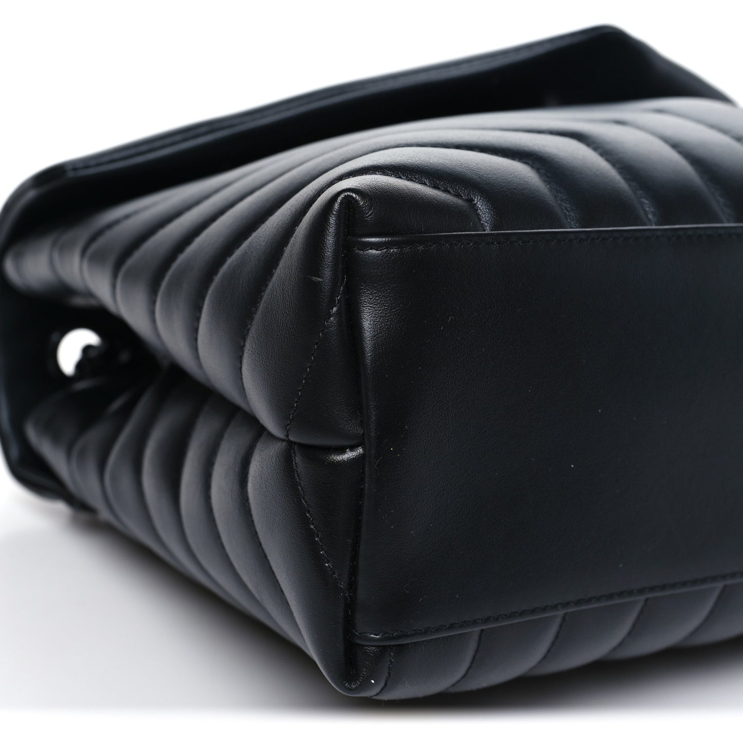 Calfskin Y Quilted Monogram Monochrome Medium Loulou Chain Satchel Black