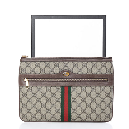Gucci GG Supreme Monogram Large Ophidia Pouch Clutch Brown 10 of 10