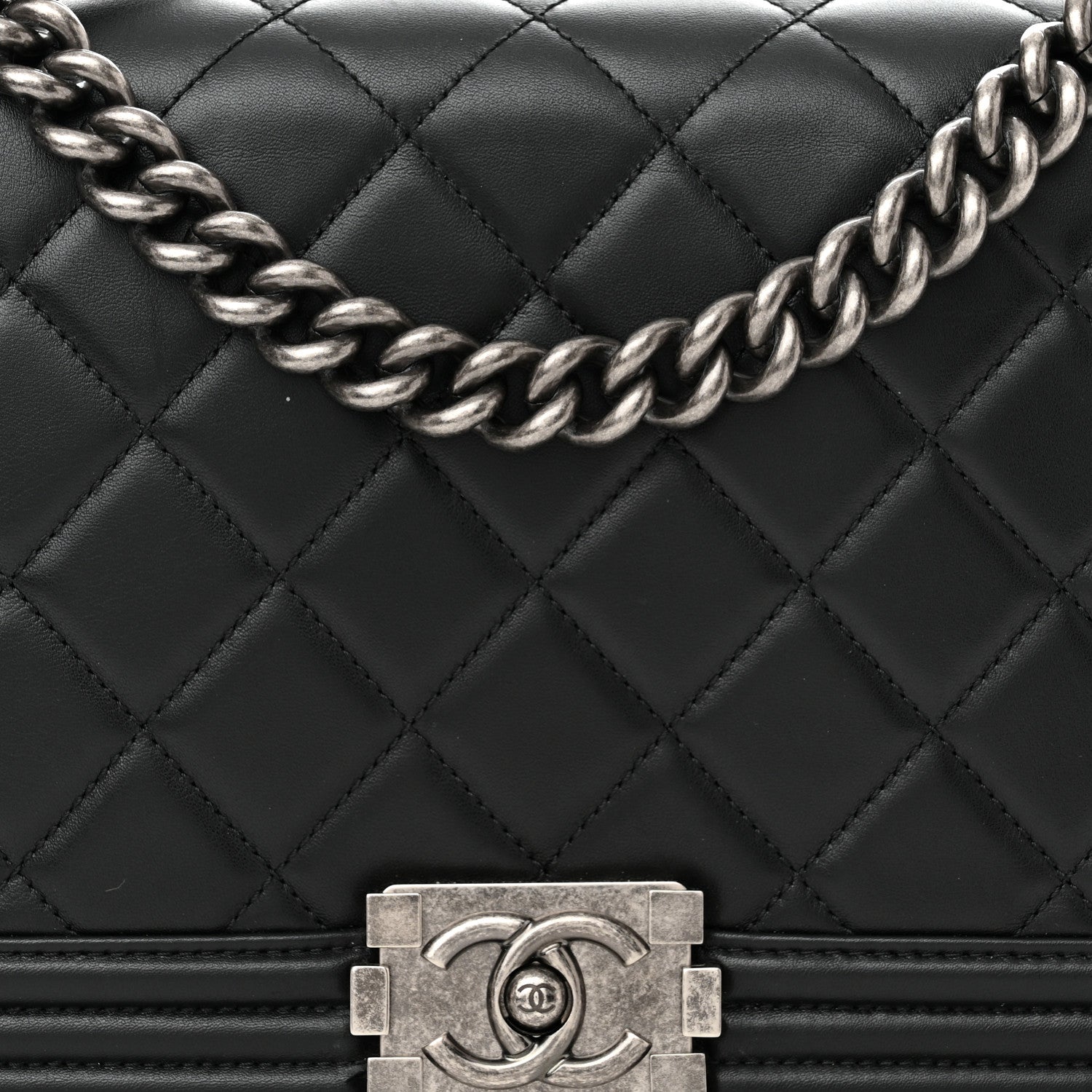 Chanel Lambskin Quilted Medium Boy Flap Black 8 of 11