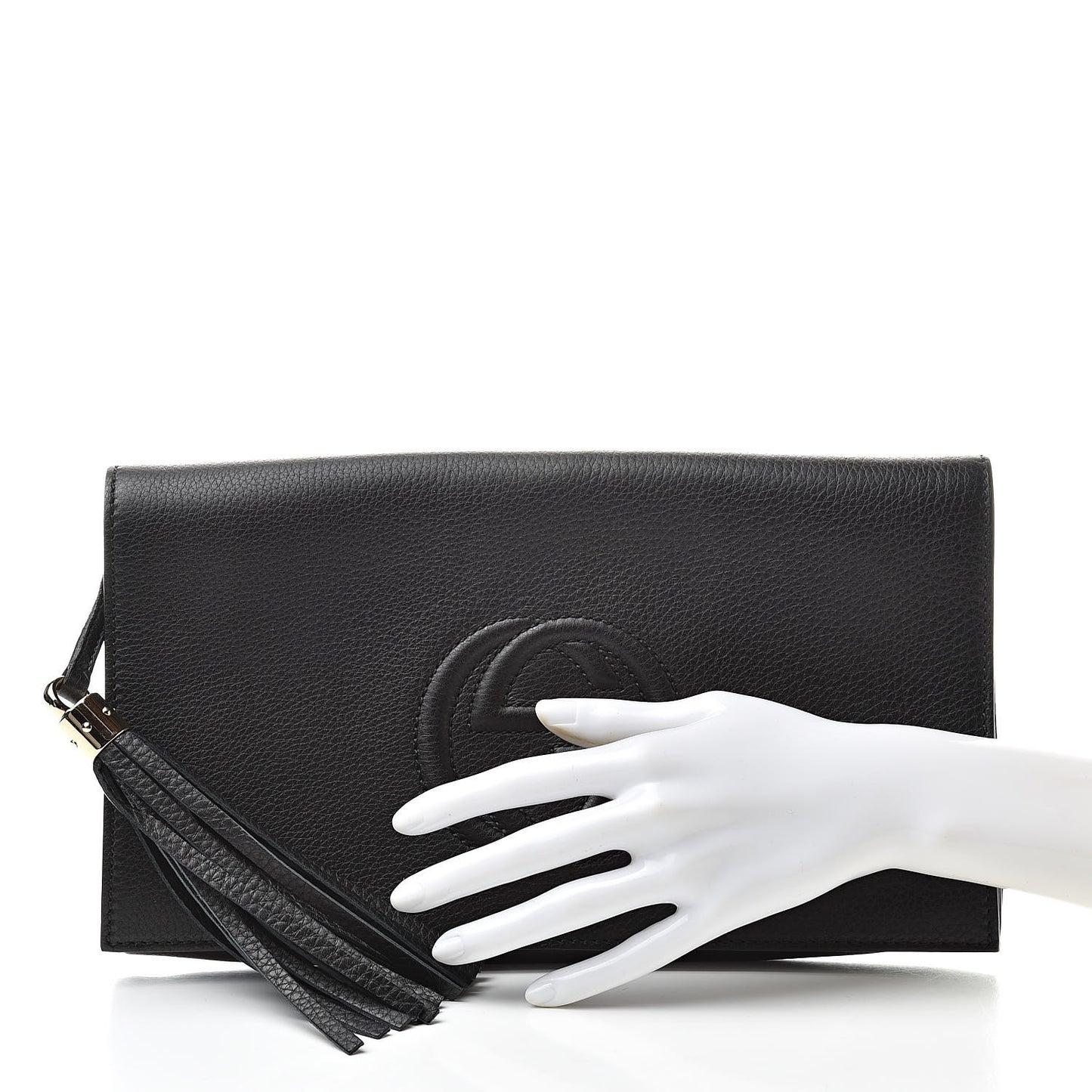 Pebbled Calfskin Medium Soho Clutch Black