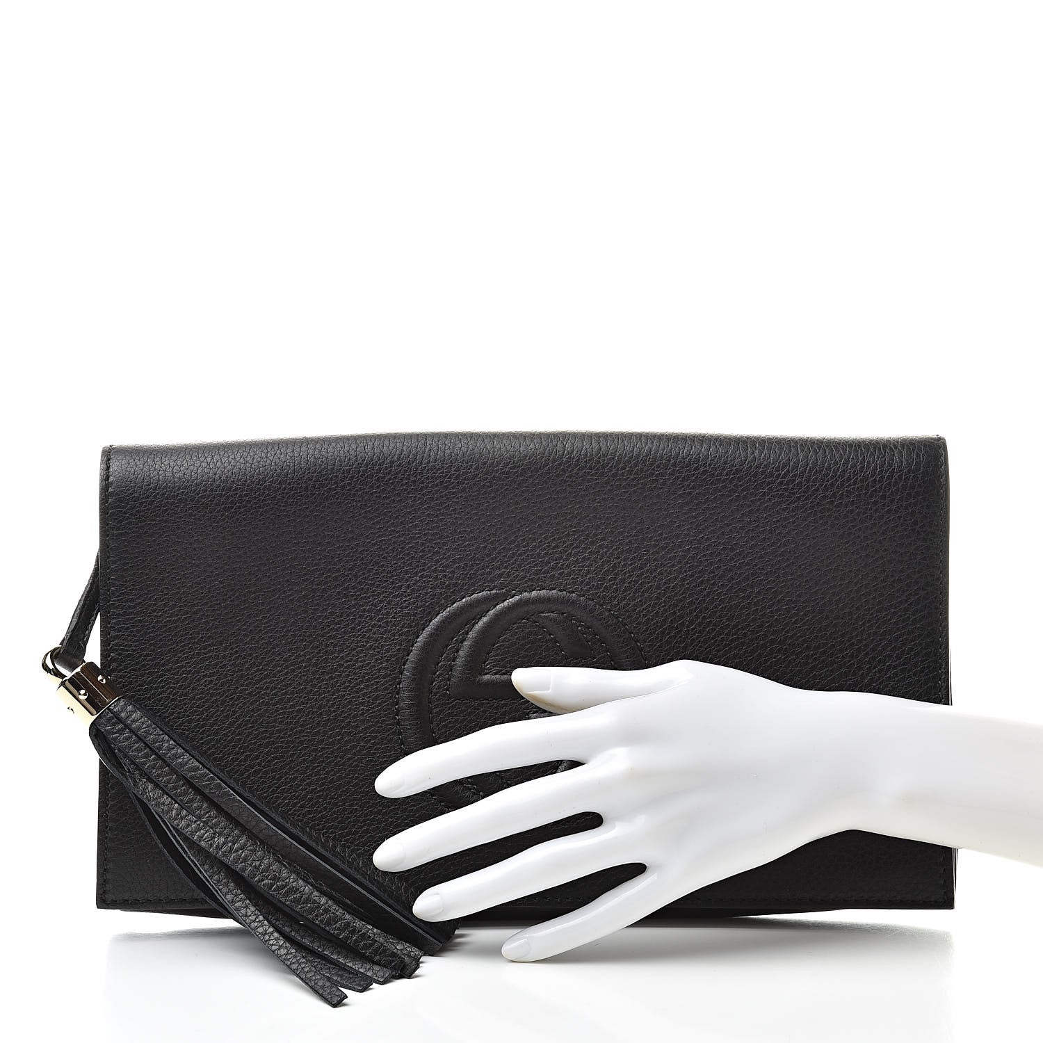 Gucci Pebbled Calfskin Medium Soho Clutch Black 2 of 8
