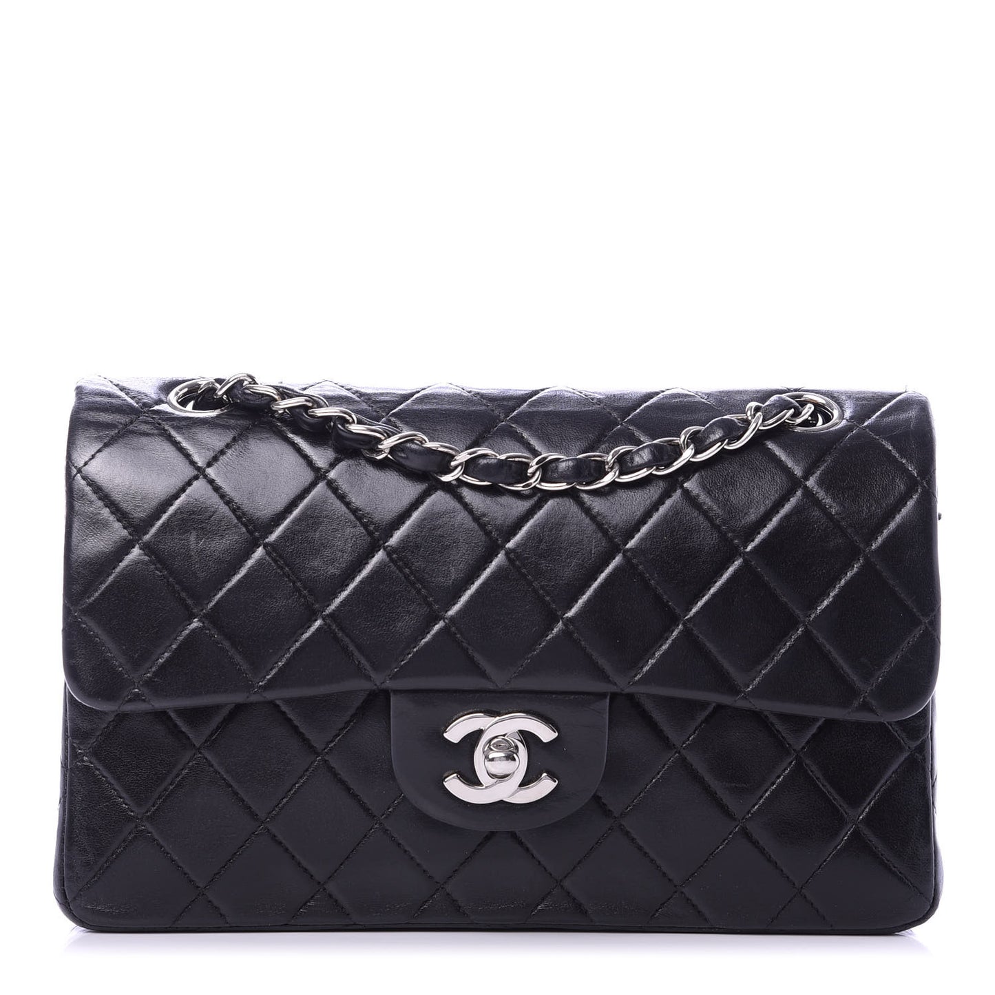 Lambskin Quilted Small Double Flap Black
