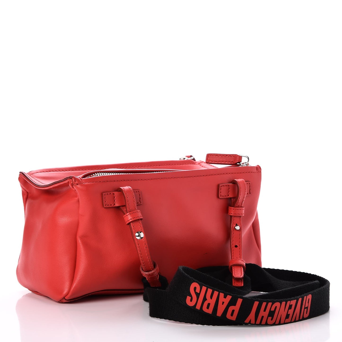Calfskin Mini Pandora Logo Strap Medium Red