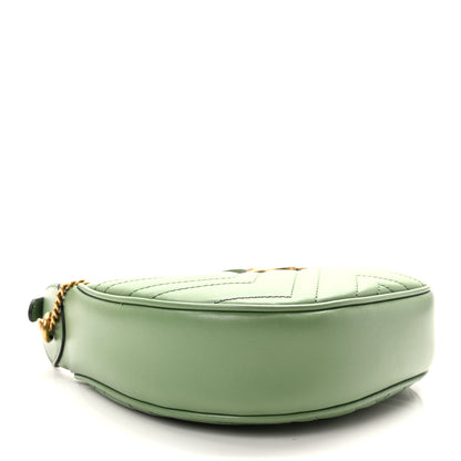 Gucci Calfskin Matelasse Chevron Mini GG Marmont Half Moon Hobo Salamander Green 4 of 9