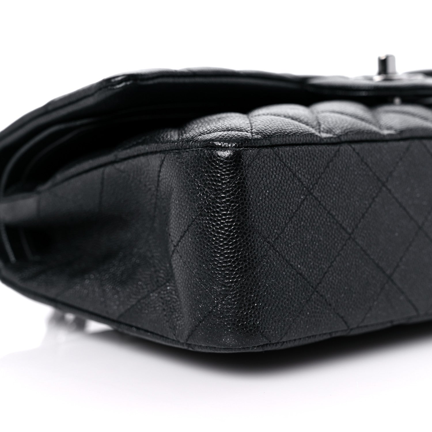 Chanel Metallic Caviar Quilted Medium Double Flap Dark Charcoal 8 of 10