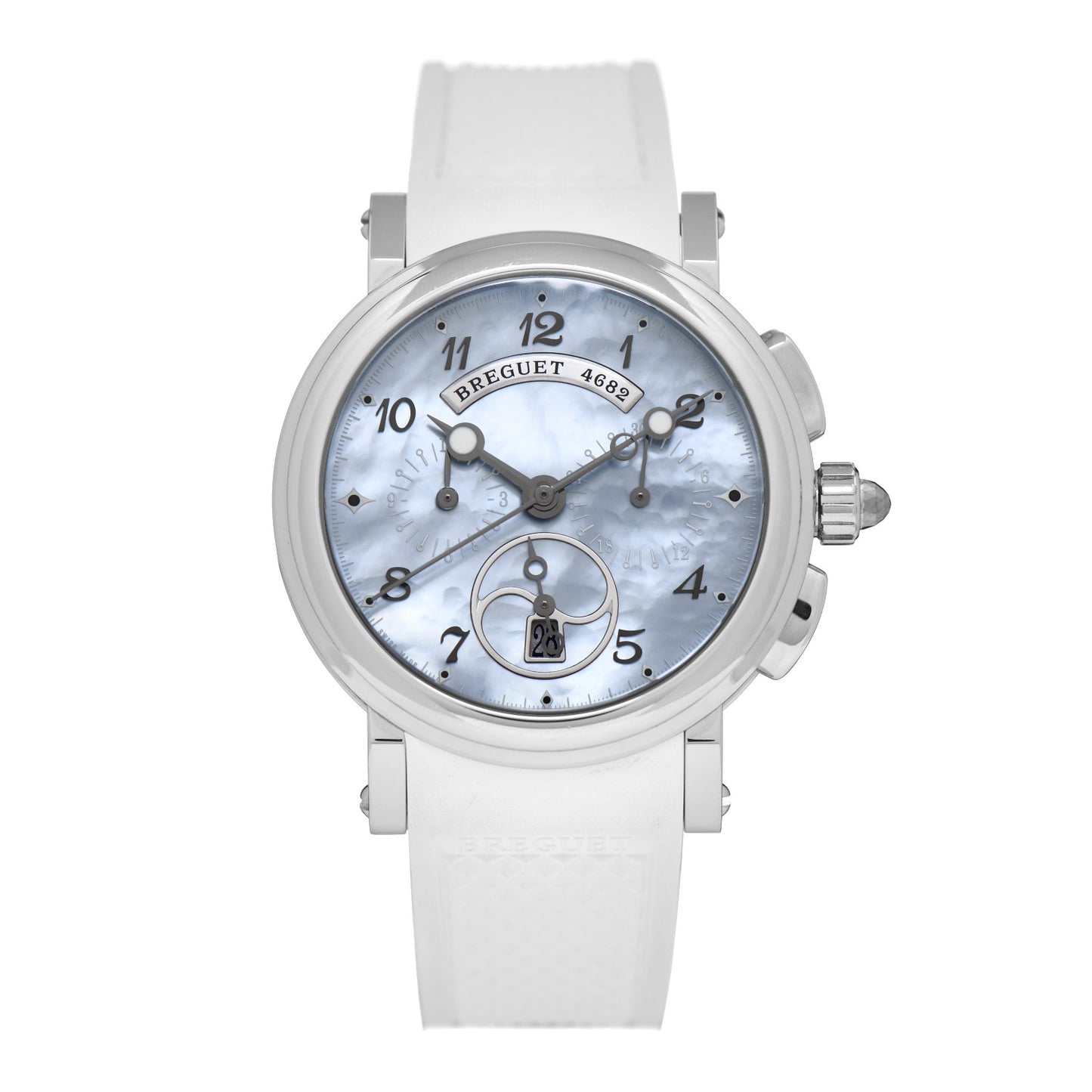 Stainless Steel Rubber Blue Mother of Pearl 35mm Marine Chronograph Automatic Watch 8827ST/59/586