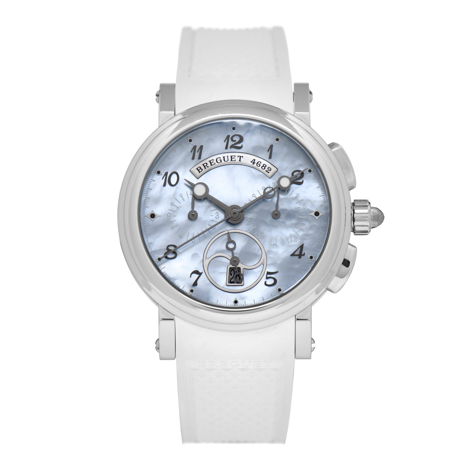Breguet Stainless Steel Rubber Blue Mother of Pearl 35mm Marine Chronograph Automatic Watch 8827ST/59/586 1 of 4
