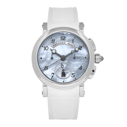 Breguet Stainless Steel Rubber Blue Mother of Pearl 35mm Marine Chronograph Automatic Watch 8827ST/59/586 1 of 4