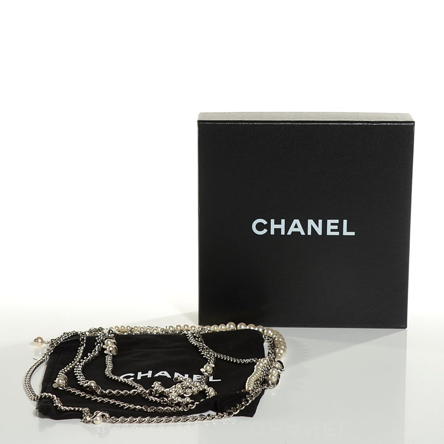 Pearl CC Multi Strand Necklace Silver