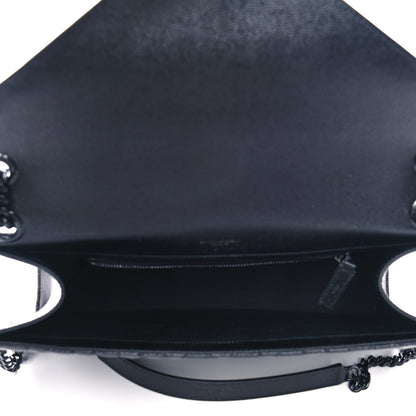 Saint Laurent Calfskin Mixed Matelasse Triquilt Large Monogram Satchel Black 5 of 12
