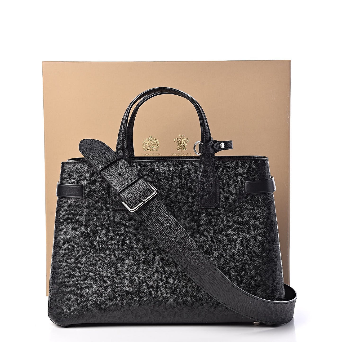 Derby Calfskin Vintage Check Medium Banner Tote Black