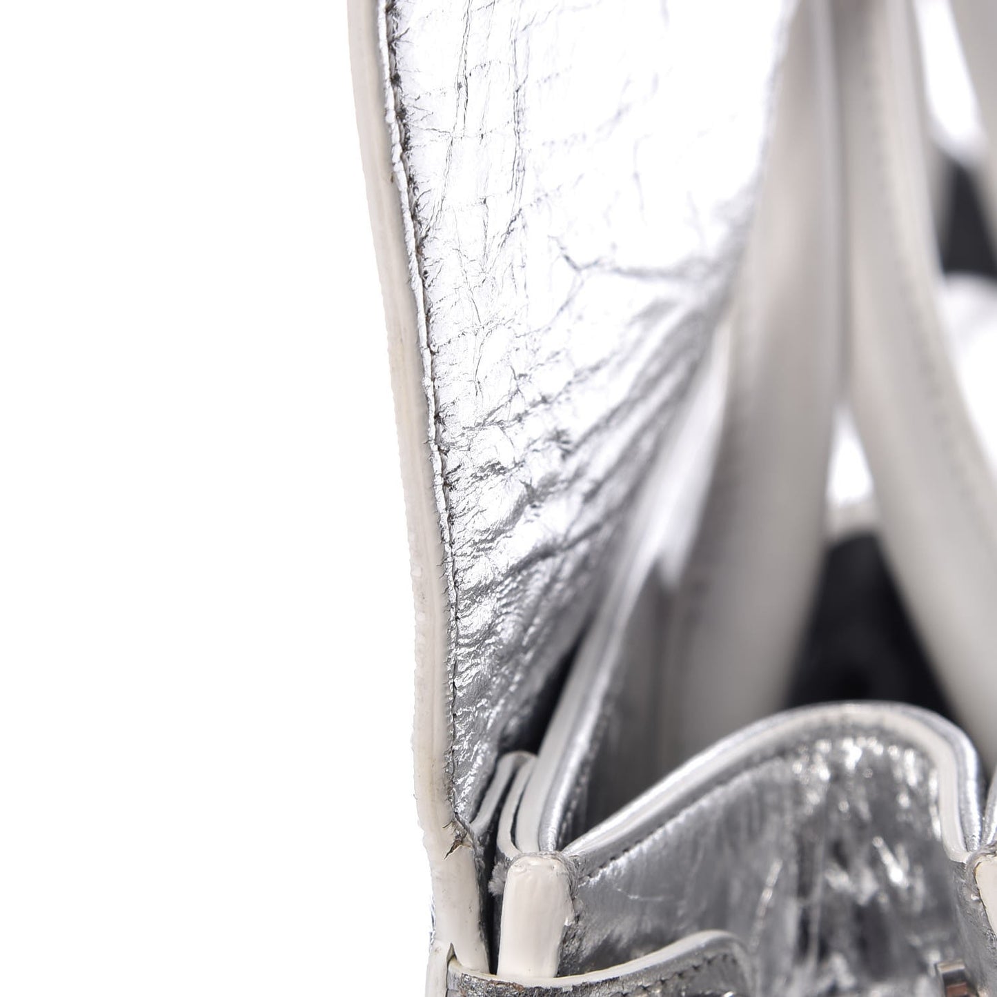 Metallic Calfskin Large Diorever Flap Silver