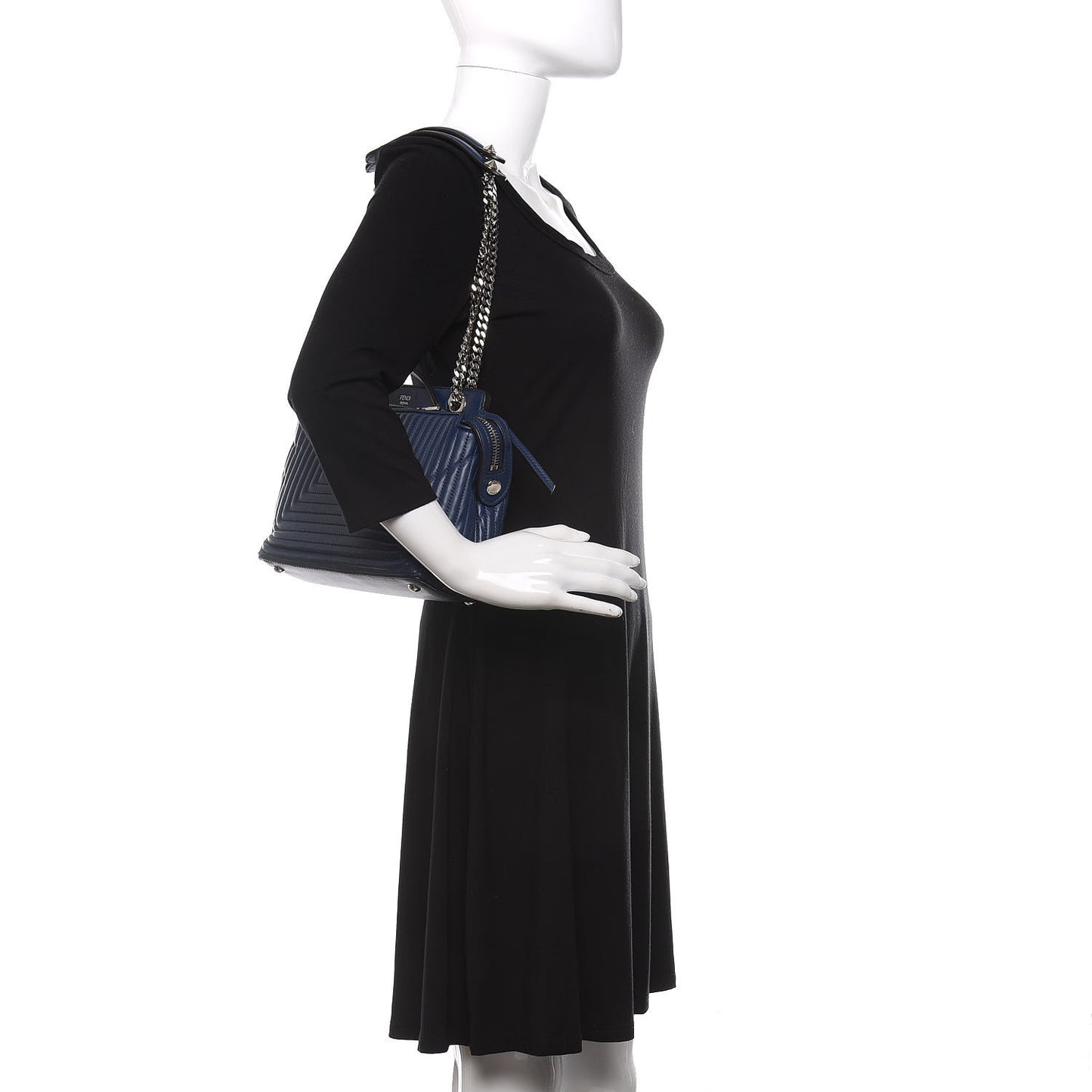 Shiny Nappa Trapuntata Small DotCom Click Chain Satchel Blue