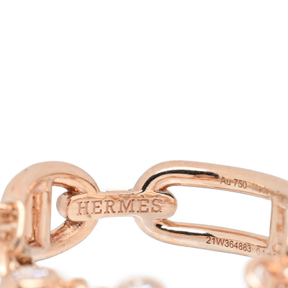 Hermes 18K Rose Gold Diamond PM Chaine d'Ancre Chaos Ring 51 5.75 4 of 5